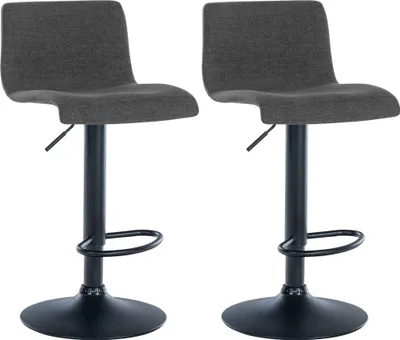 Produktbild von 2er Set Barhocker GEBEL - Stoff Dunkelgrau 39x36x84 cm | Barstuhl Höhenverstellbar Mit Lehne Drehbar Tresenhocker Tresenstuhl Kneipenhocker