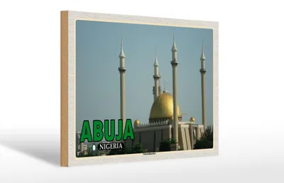 Produktbild von Holzschild Reise 30x20cm Abuja Nigeria Nationalmoschee