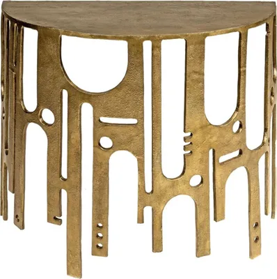 Produktbild von Casa Padrino Designer Aluminium Konsole Bronzefarben 90 x 45 x H. 75 - Halbrunder Konsolentisch - Wohnzimmer Möbel - Luxus Kollektion