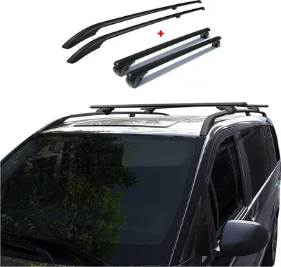 Produktbild von Dachträger + Dachreling SET für VW Caddy 2015-2020 L2 Langer Alu Schwarz 4tlg