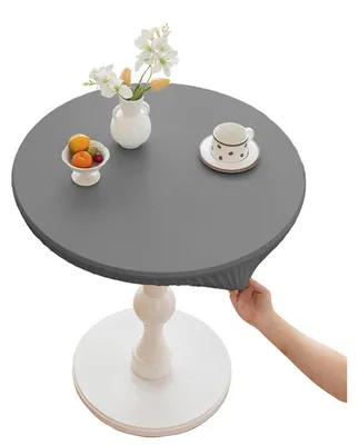 Productafbeelding van Ronde tafelkleed, polyester, lichtgrijs, 90 cm, waterdicht, vlekbestendig