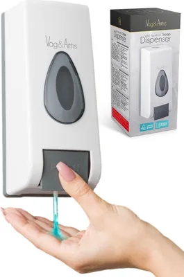 Produktbild von Vog&Arths - Seifenspender Wandmontage - Hängende Seifenpumpe Wand - Weiß - Mechanische Seifenpumpe - 350ml - Ohne Batterien!