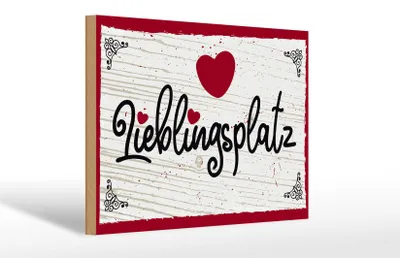 Produktbild von Holzschild Spruch 30x20cm Lieblingsplatz Herz rot