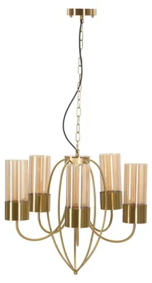 Image de Lustre Versailles À 5 Lumières Ø 80 X 103 Cm - Suspension Glamour En Fer Noir Et Verre - Douille E27, 220 V, Design Moderne