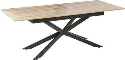 Produktbild von BELIANI Ausziehbarer Esstisch Hellbraun und Schwarz MDF Eisen 160/200 x 90 cm Rechteckig Modernes Design Esszimmertisch Ausziehtisch Esszimmer