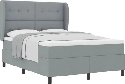 Image de Lit à ressorts avec matelas Gris clair 140 x 190 cm tissu