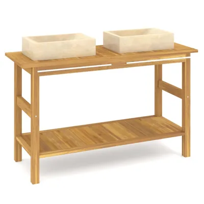 Immagine prodotto di Mobile Vanità Bagno e Lavandini Marmo Crema Legno Massello Teak