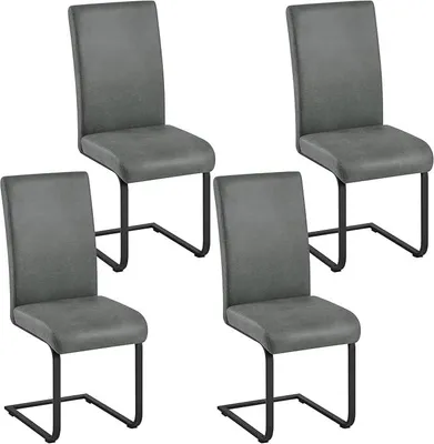 Imagen del producto de Juego de 4 sillas de comedor, sillas de cocina con estructura de metal, color gris