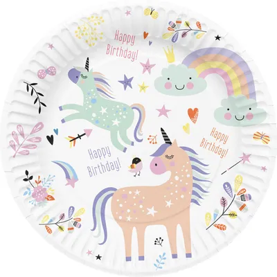 Immagine prodotto di 8 piatti di carta Glady Unicorn da 23 cm