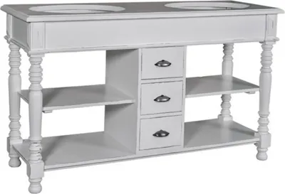Produktbild von Casa Padrino Landhaus Stil Waschschrank Waschtisch inkl 2 Waschbecken mit Schubladen San Sebastian - Bad Schrank Massivholz