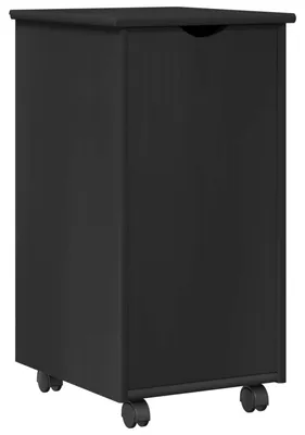 Produktbild von vidaXL Rollschrank Mit Rad Schwarz 34 x 39 x 65,5 cm Massivholz Kiefer