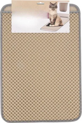 Produktbild von Famanu Katzenstreumatte mit Griffen - 76 x 55 cm - Wabenstruktur doppellagig - rutschfest und wasserdicht - grau