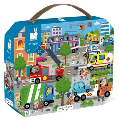Imagen del producto de Janod - Puzzle de la ciudad, puzzle de cartón para niños de 36 piezas, con estuche