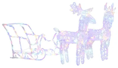 Image de vidaXL Rennes & traîneau Décoration de Noël 160 LEDs 130 cm Acrylique