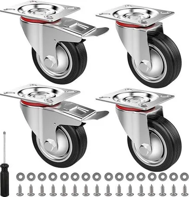 Produktbild von Famanu Trolley-Rollen 75 mm - Robuste Gummiräder für Möbel