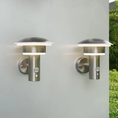 LED Außen-Wandleuchte 2er Set, Bewegungsmelder, 4 Modi, IP44, 3000K
