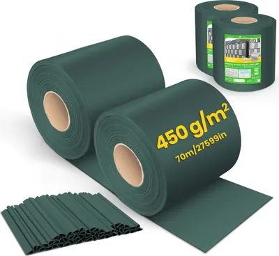 Produktbild von VOUNOT® PVC Sichtschutzstreifen für Doppelstabmatten 140m x 19cm, 80 Befestigungsclips, Grün
