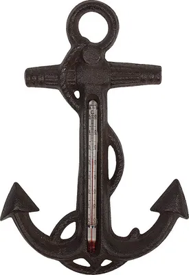 Produktbild von Wandthermometer Anker Thermometer Gusseisen Maritim Nostalgie Antik-Braun 19,5cm