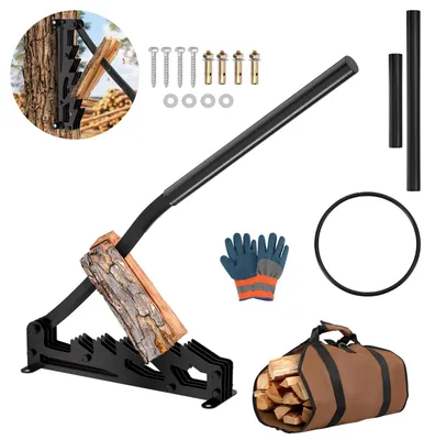 Produktbild von Vigevee Wandholzspalter ohne Strom mit abnehmbarem Verlängerungsgriff, Sicherungsring und Brennholztasche, Schwarz