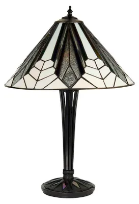 Immagine prodotto di Lampada da tavolo Art Déco ASTORIA nera 2xE27x20W in vetro, dimensioni: 62x40x40 cm, IP20, stile Tiffany