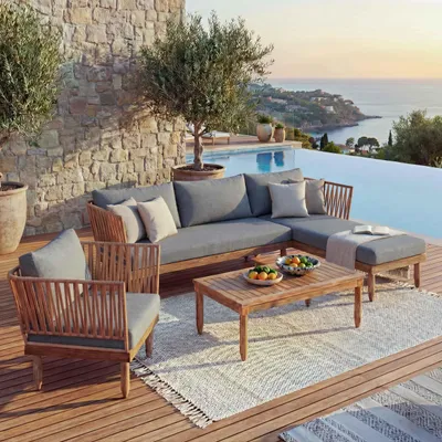 Obrázek produktu pro Zahradní souprava HWC-L29, sedací souprava lounge set sofa, akátové dřevo MVG-certifikát  tmavě šedá