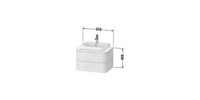 Produktbild von Waschtischunterbau HAPPY D.2 PLUS 650x480mm 2 Schubk we s-matt o ES weiß supermatt ohne Einrichtungssystem