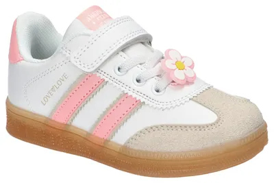 Produktbild von American Club ES204, Mädchen Sportschuhe Klettverschluss Leder-Einlegesohle Kautschuksohle, Weiß/Rosa 29