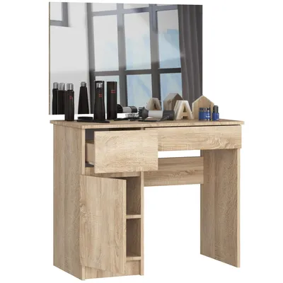 Immagine prodotto di Akord Mobile Bagno Con Specchio A Sinistra Rovere Sonoma 90X50X142 Cm