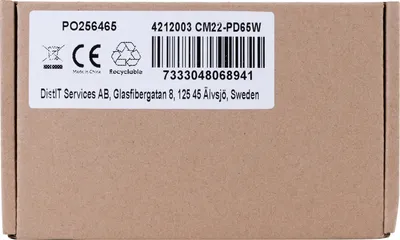 Produktbild von Deltaco CM22-PD65W, Drinnen, AC, 1 m, Schwarz