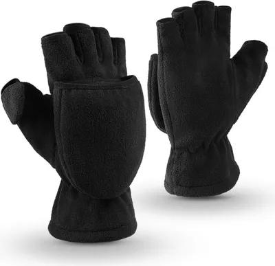 Produktbild von Damen-Winterhandschuhe, fingerlose Thermo-Fahrradhandschuhe, Reithandschuhe, Motorradhandschuhe, Herrenhandschuhe