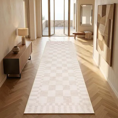 Productafbeelding van Vloerkleed loper - Laagpolig - Beige - 60 x 180 cm