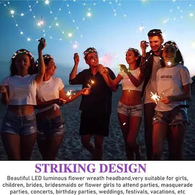 Produktbild von LED Blumenkranz Stirnband 20 Stück Haarkranz Leuchtend Floral Tiara Party
