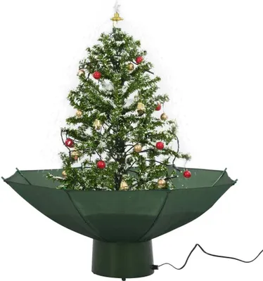 Image de vidaXL Sapin de Noël à neige avec pied de parasol Vert 75 cm