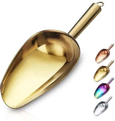Produktbild von Edelstahl Gold Eislöffel, 150 Gramm, Titan vergoldet, Metall Eislöffel für Eismaschine, multifunktional für Süßigkeiten, Hochzeit, Küche, Bar, Party, Haustier, Hundefutter