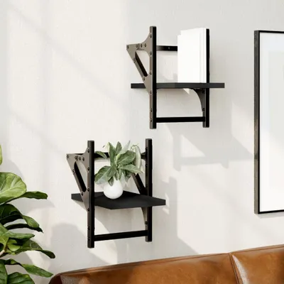 Immagine prodotto di Maison Exclusive - Mensole a muro con barre 2 pz. Nero 20x25x30 cm