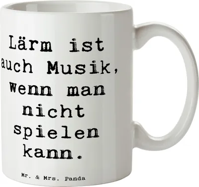 Produktbild von Mr. & Mrs. Panda Tasse Spruch Schlagzeug Lärm - Weiß - Geschenk, Keramiktasse, Lernen, Kaffeetasse, Kaffeebecher, mit, Beats, Musik, Schlagzeuger, Instrument, Percussion