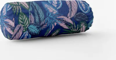 Produktbild von SCHÖNER LEBEN. Kissenhülle Dschungelpflanzen blau grün rosa Größe 15x40cm (ØxB) Nackenrolle 15x40cm (ØxB) Nackenrolle Größe