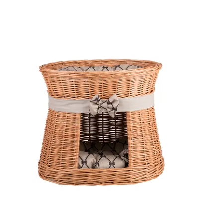 Produktbild von Ovale Katzenhütte in Naturfarbe / Katzenkorb / Katzenturm 50X40 H45 CM
