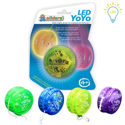 Produktbild von alldoro 60342 - LED Yoyo | Jojo mit coolem Leuchteffekt beim Spielen | farbig sortiert