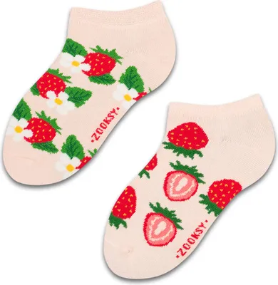 Produktbild von Kurze Kindersocken "Erdbeere", Größe 30-35, bunte Socken mit lustigem Muster