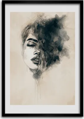 Produktbild von Bild - Bilderrahmen - 50 cm x 70 cm - MDF - Rahmen - Wandkunst Abstraktion einer Frau