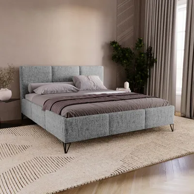 Produktbild von Chilly Modero Polsterbett 160×200 – Neve Strukturstoff, mit Stauraum & Lattenrost Metallrahmen Grau