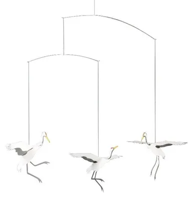 Produktbild von Flensted Mobiles Kranich Karton 45x45 cm weiß, grau