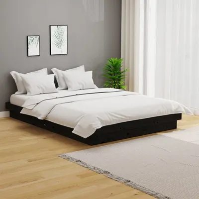 Image de Maison Exclusive - Lit en bois massif noir 120x200 cm