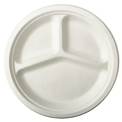 Produktbild von 12 Teller, Zuckerrohr "pure" 3-geteilt Ø 26 cm · 2 cm weiss
