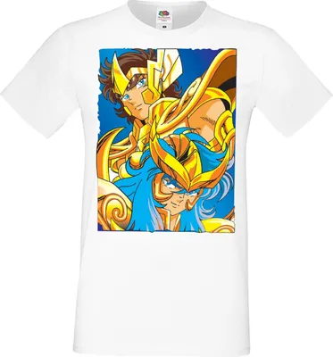 Zdjęcie produktu dla Męska Koszulka Manga Anime Saint Anime Seiya Knights Of The Zodiac Saint Anime Seiya Knights Of The Zodiac, Man M / Biały