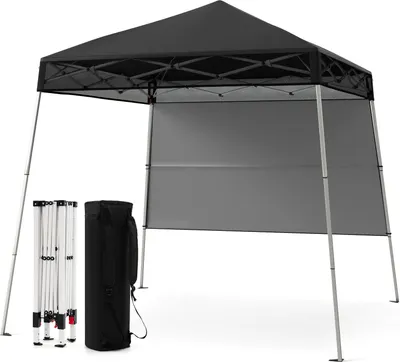 Obrázek produktu pro COSTWAY altán 2x2m, pop up skládací altán výškově nastavitelný s boční stěnou a taškou, párty stan zahradní altán vodotěsný ochrana proti slunci černý