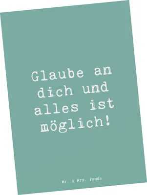 Produktbild von Mr. & Mrs. Panda einzelkarte Spruch Vertrauen in eigene Fähigkeiten haben - Meeresbrise - Geschenk, Glaube an dich, Trost, Selbstvertrauen, bildkarte, Ansichtskarte