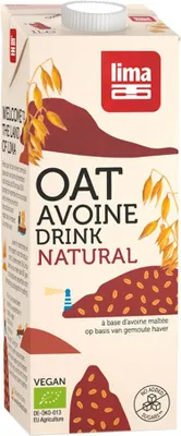 Produktbild von LIMA OAT HAFER DRINK NATURAL, Haferdrink, 1000 l, 1 Stück(e), Wasser, HAFER* 15%, Sonnenblumenöl, Meersalz., 48 kcal, 200 kJ