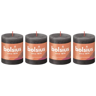 Produktbild von 4er-Set Stumpenkerze - Höhe 8 cm - Durchmesser 6,8 cm - Rustik - Stürmisches Grau